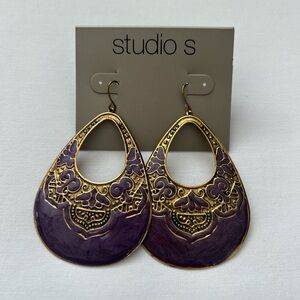 Studio S Elegant Gold and Purple Earrings
